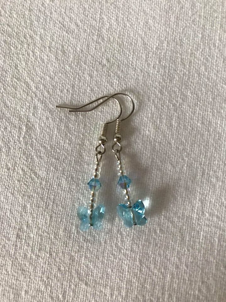 Z14, Aqua Swarovski Crystal Butterfly Earrings