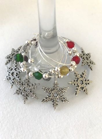 Christmas Wine Glass Charms - Snowflakes