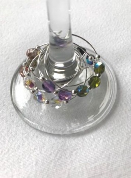 Wine Glass Charms, Metallic Crystals.