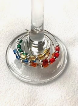 Wine Glass Charms, Cube Glass Bright Beads.