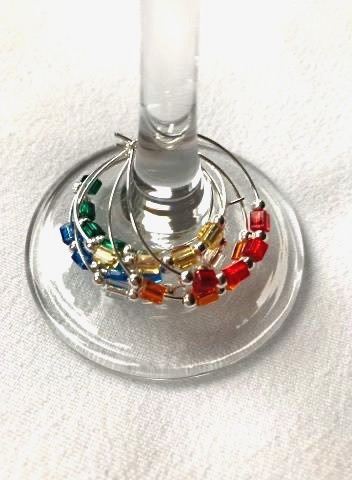 Cube Glass Beads, Wine Glass Charms