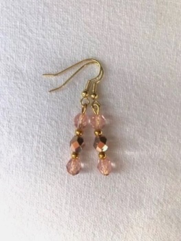 Peach & Gold Crystal Earrings
