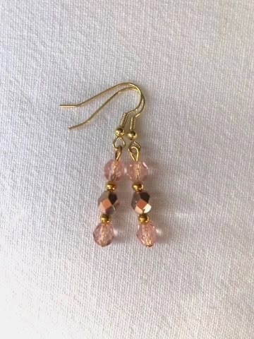Crystal Earrings, Peach & Gold