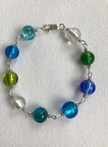 1a: Round Bead Bracelet, Blues & Greens.