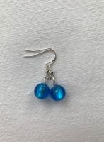 Round Bead Earrings, Bright Blue.