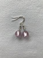 Round Bead Earrings, Pink.