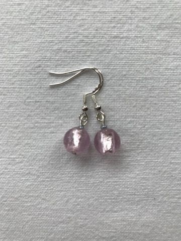 1a: Round Bead Earrings, Pink.