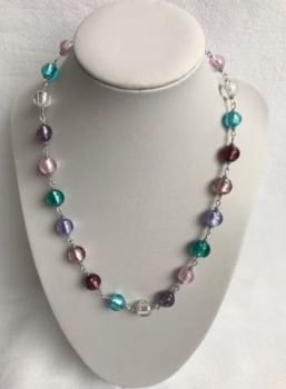 Round Bead Necklace, Pastel Colours.