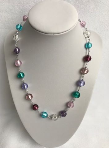 1a: Round Bead Necklace, Pastel Colours.