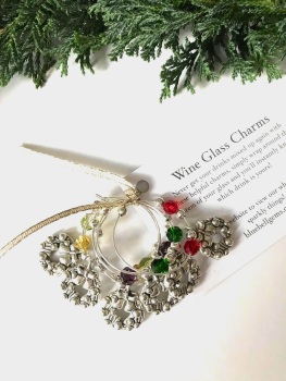 Xmas Wine Glass Charms - Christmas Wreaths