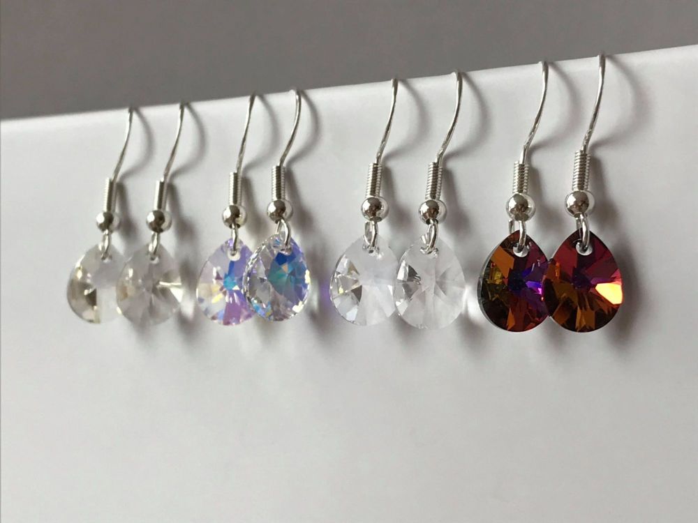 Swarovski Pear Drop Earrings - Clear Crystal