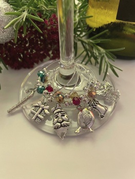 Xmas Wine Glass Charms - Christmas mixed charms.