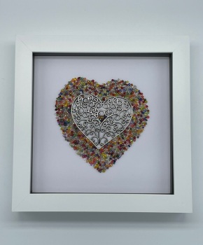 Heart, hand beaded picture.