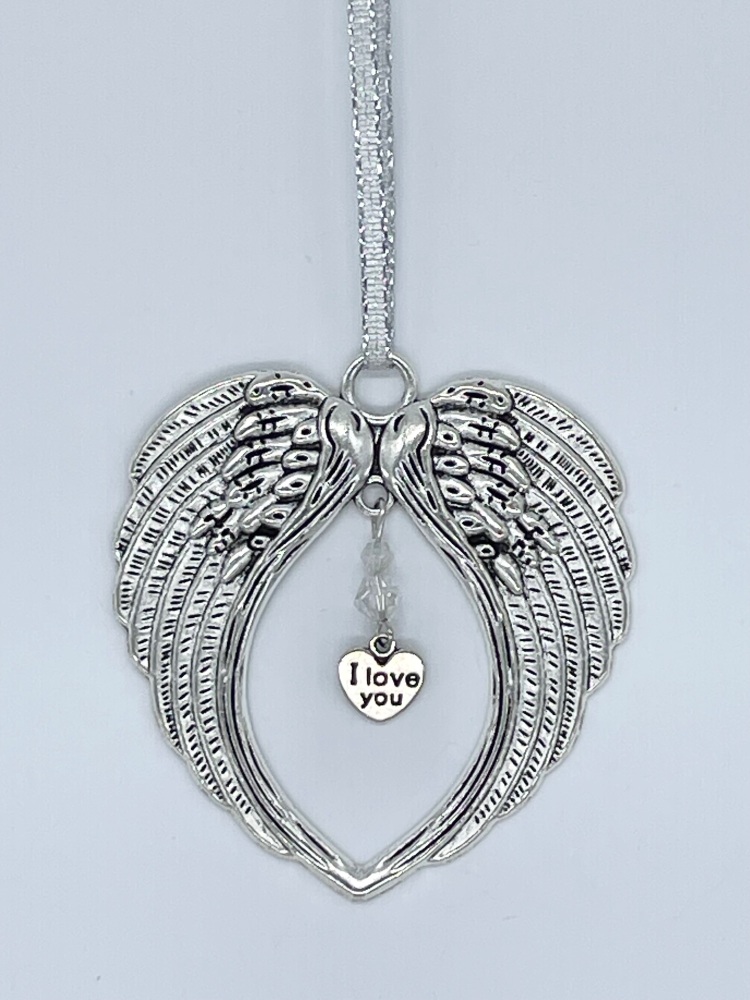 Angel wings - I love you,  hanging ornament