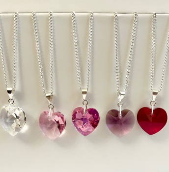 1, Swarovski Heart Necklace - Pinks