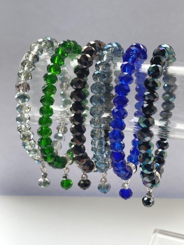 Stretch Crystal Bracelets, Blue/Green Colours
