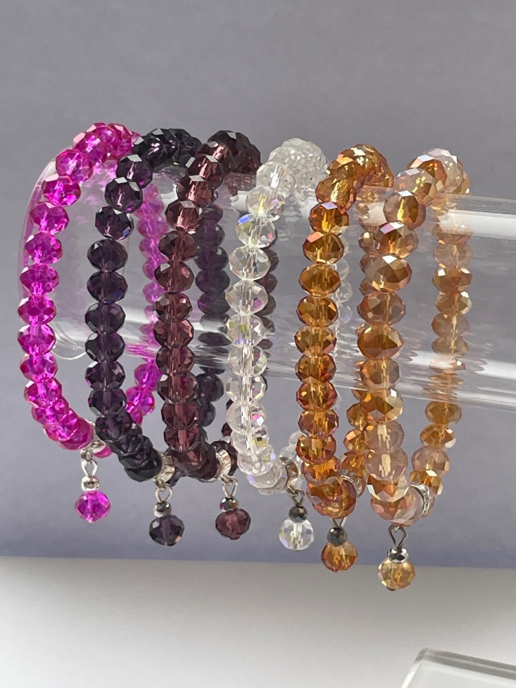 Stretch crystal bracelets, pastel colours