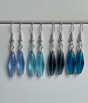 Glass Drop Earrings-Blues