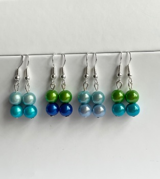 Illusion Bead Earrings - Blues/Greens