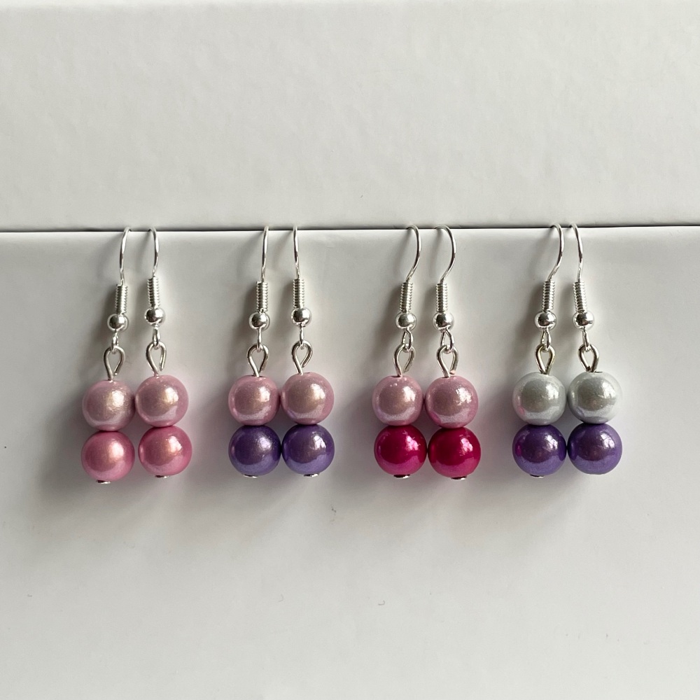 Illusion bead earrings - Pinks