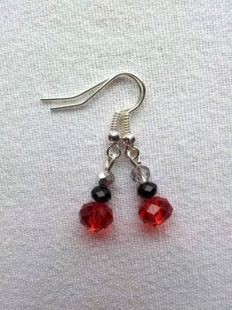 Earrings - Pretty Glass Crystal - Red & Black
