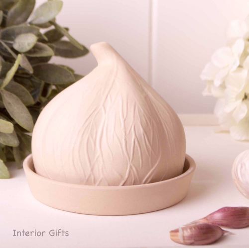Garlic Roaster in neutral Teracotta