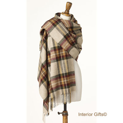 Bronte by Moon Check Wrap, Scarf or Stole in Merino Lambswool Ripon Olive