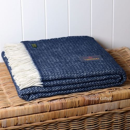 Navy Blue Wool Throw Tweedmill Blanket In Illusion 100 Pure New Tweedmill Navy Blue Ascot Pure New Wool Throw Blanket