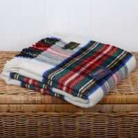 Tweedmill Dress Stewart Tartan Check Cream & Red Picnic / Throw / Travel Rug / Blanket