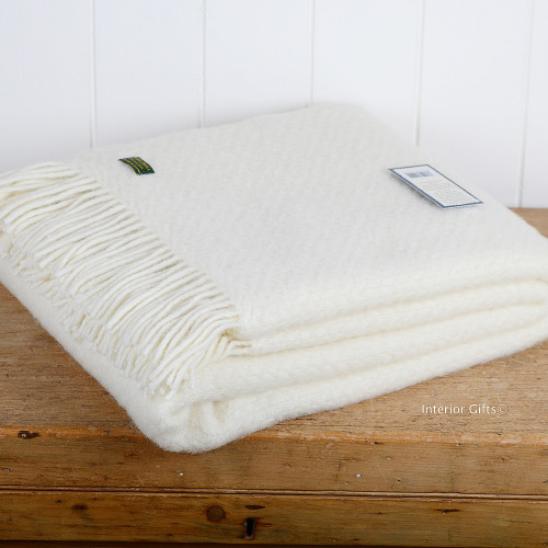 Tweedmill Cream Basketweave Throw in Pure New Wool