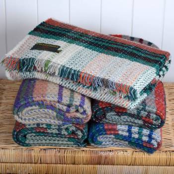 Woollen Recycled Throw / Blanket / Picnic Rug in Random Heather Colours