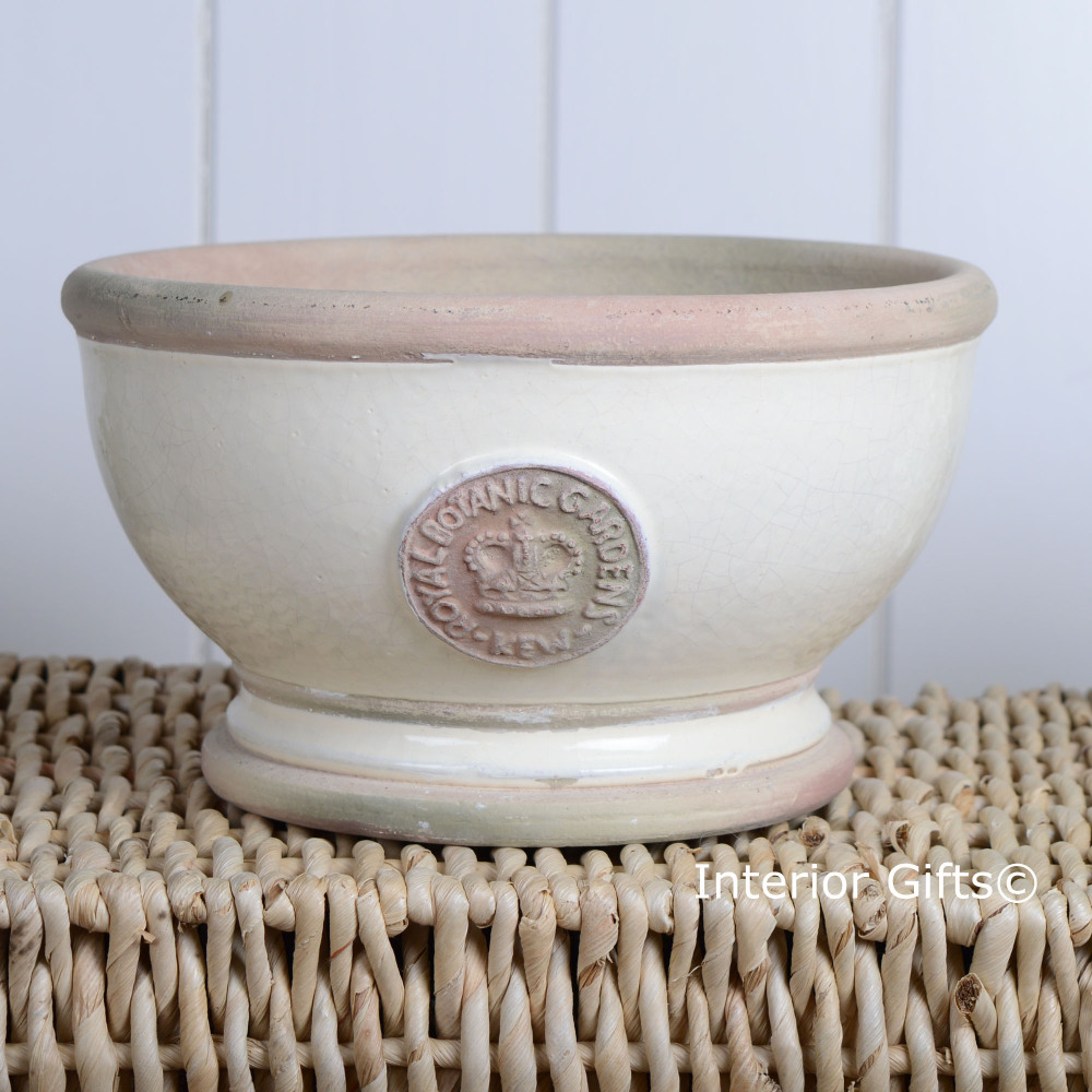 Kew Footed Bowl in IVORY CREAM - Royal Botanic Gardens Plant Pot - Small