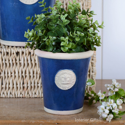 Kew Garden Long Tom Small Plant Pot Indigo Blue Royal Botanic Gardens