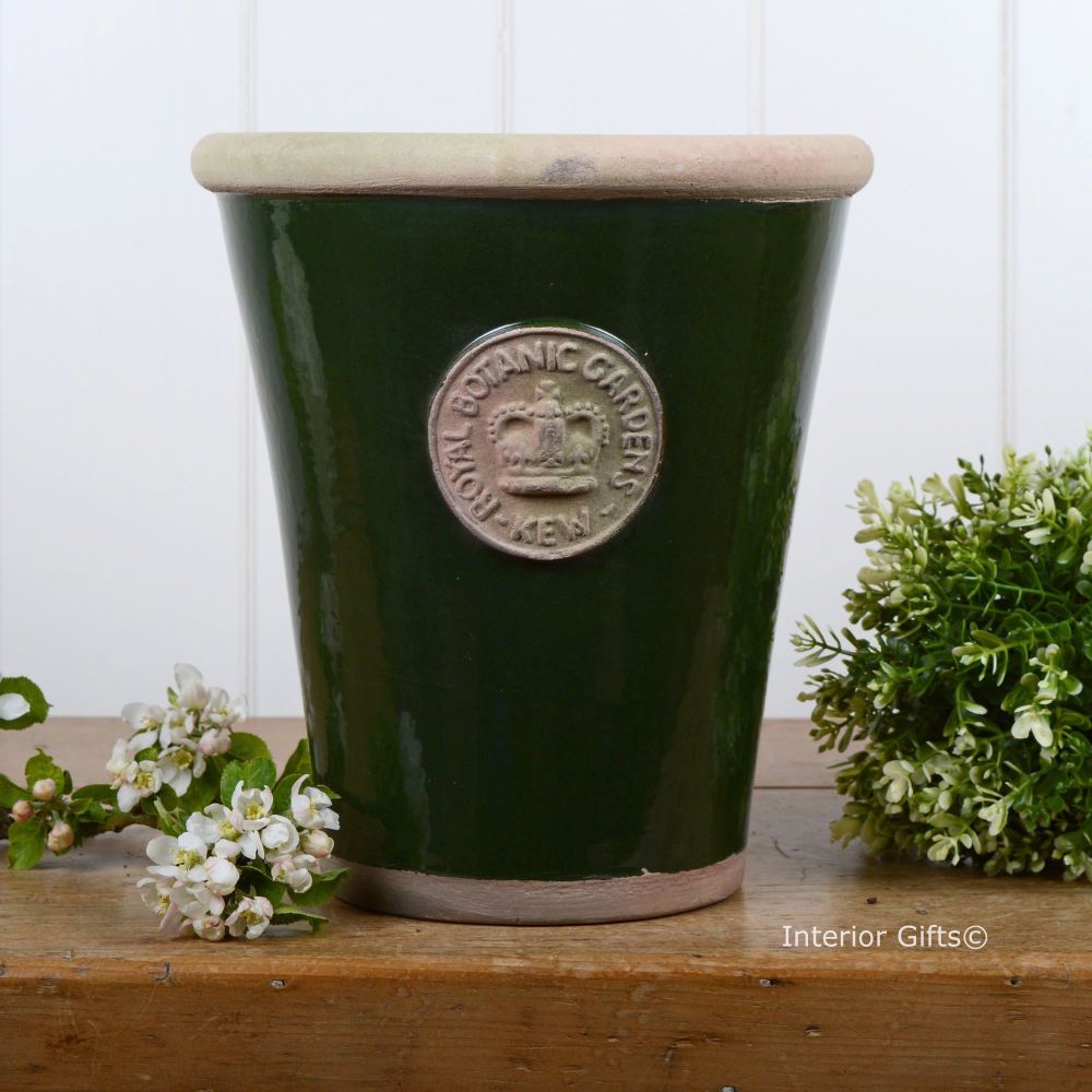 Kew Long Tom Pot in Dark Country Green - Royal Botanic Gardens Plant Pot - 