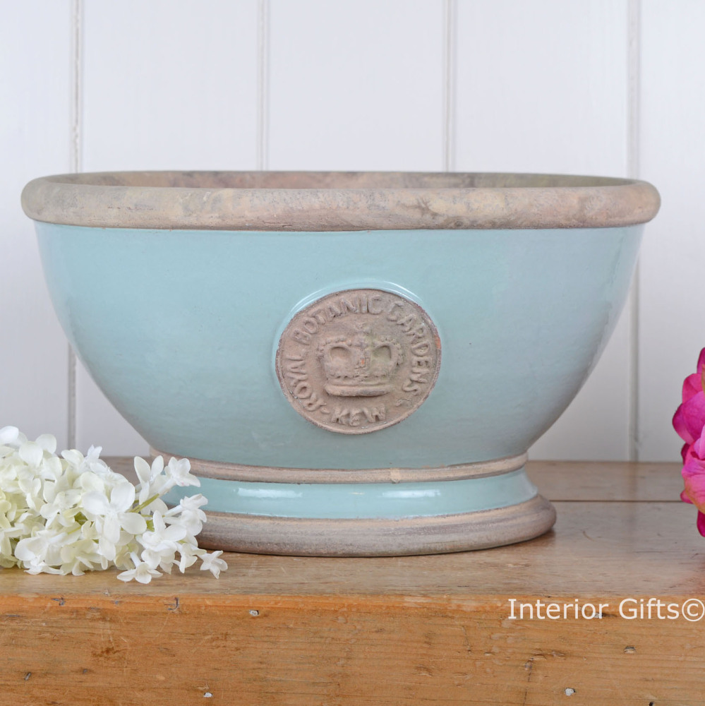 Kew Footed Bowl in Tiffany Blue - Royal Botanic Gardens Plant Pot - Large