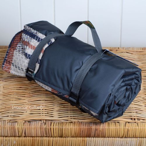 WATERPROOF Backed All Wool Eco-Friendly Picnic Rug / Blanket Multi Check Gr