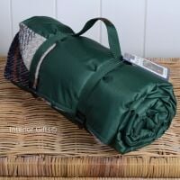 WATERPROOF Backed All Wool Eco-Friendly Picnic Rug / Blanket Multi Check Green