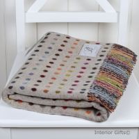 BRONTE by Moon Beige Colour Spot Throw in supersoft Merino Lambswool 