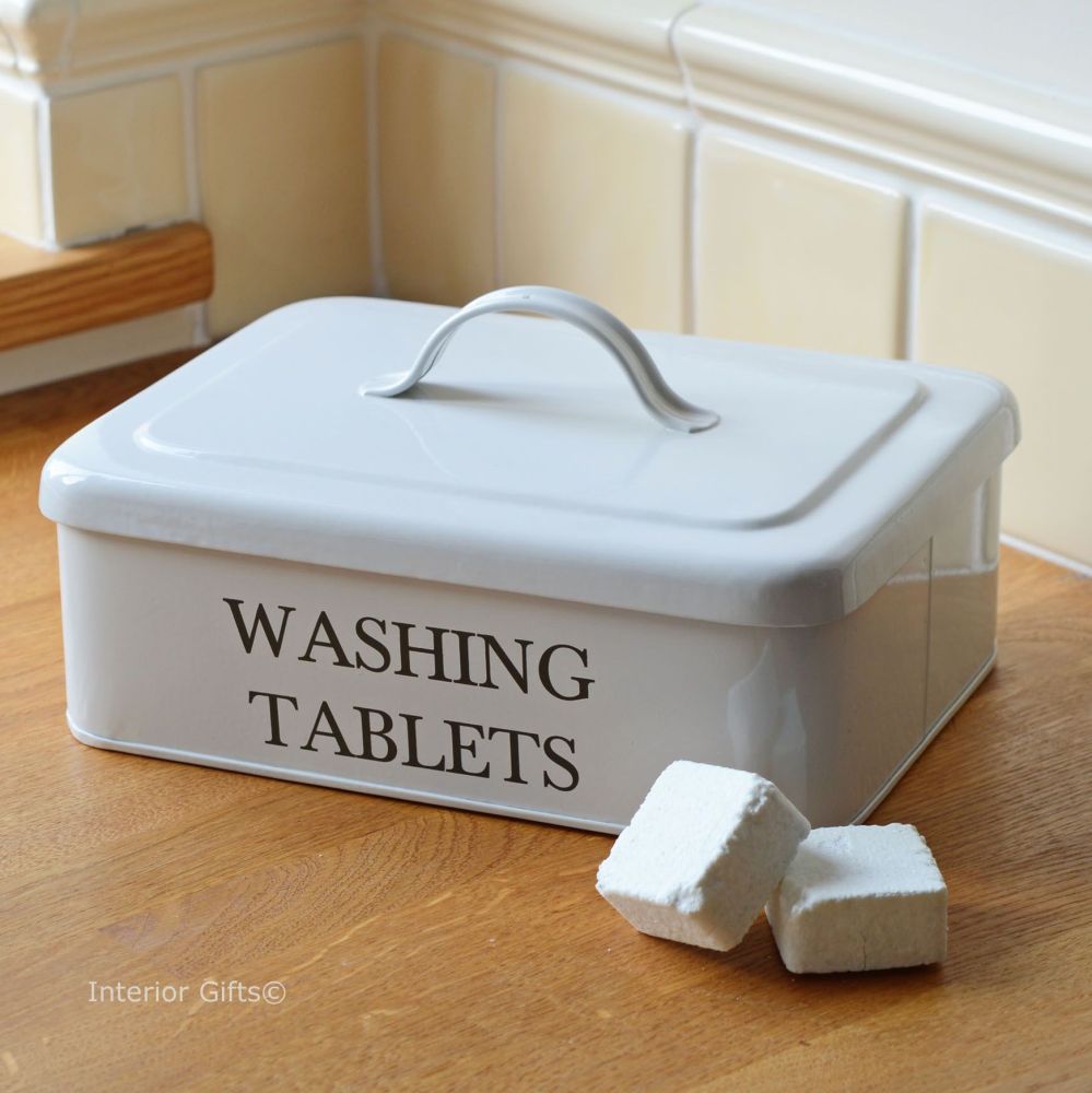 Washing Tablets Storage Box Container in Chalk