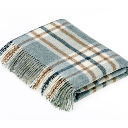 BRONTE by Moon Arncliffe Aqua Blue Throw in 100% Shetland Pure New Wool