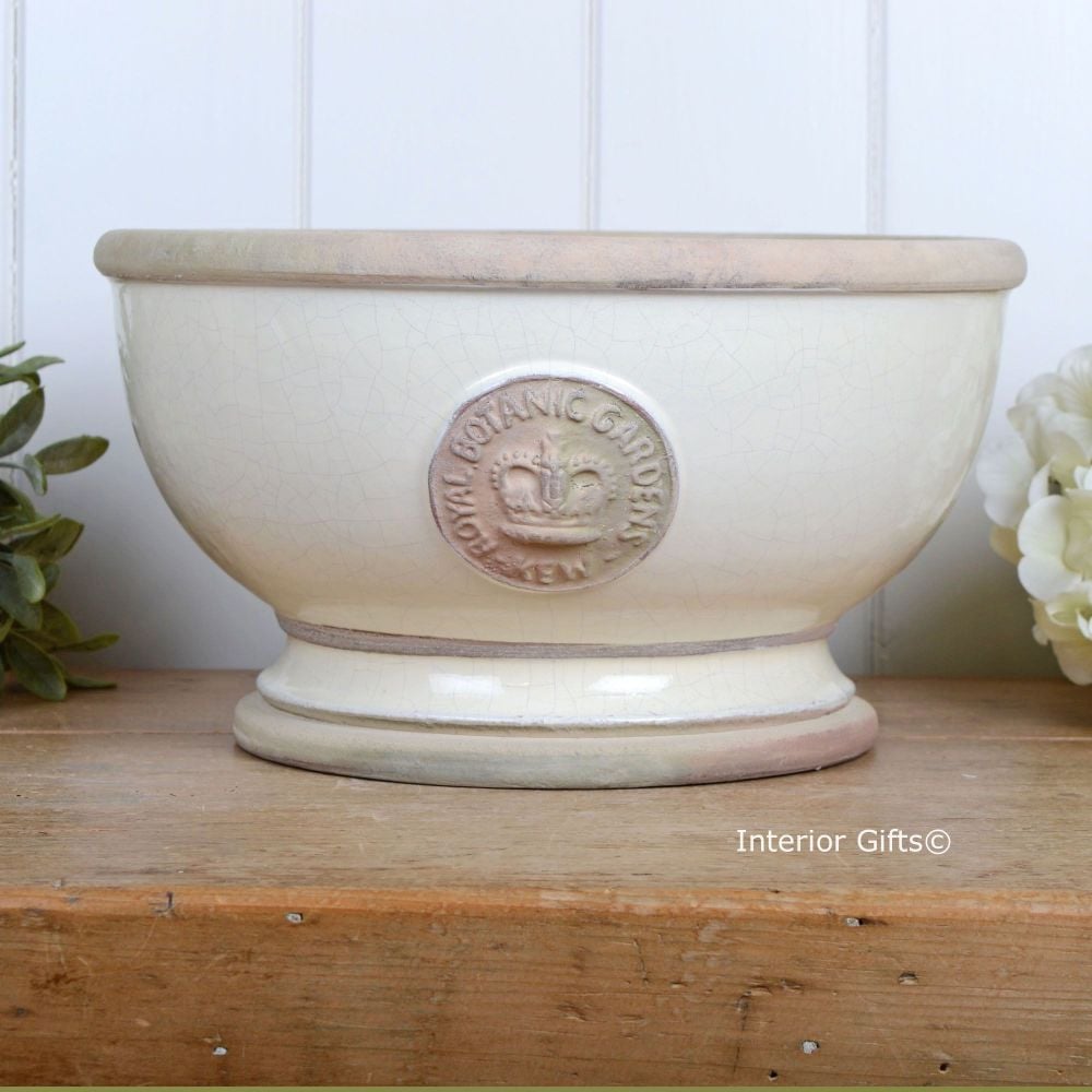Kew Footed Bowl in Ivory Cream - Royal Botanic Gardens Plant Pot - Large