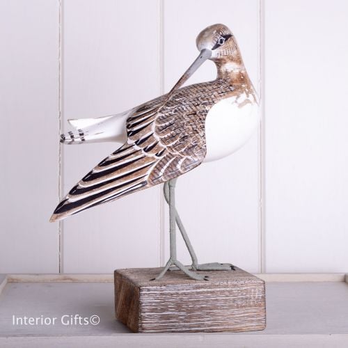 Archipelago Sandpiper Preening Bird Wood Carving