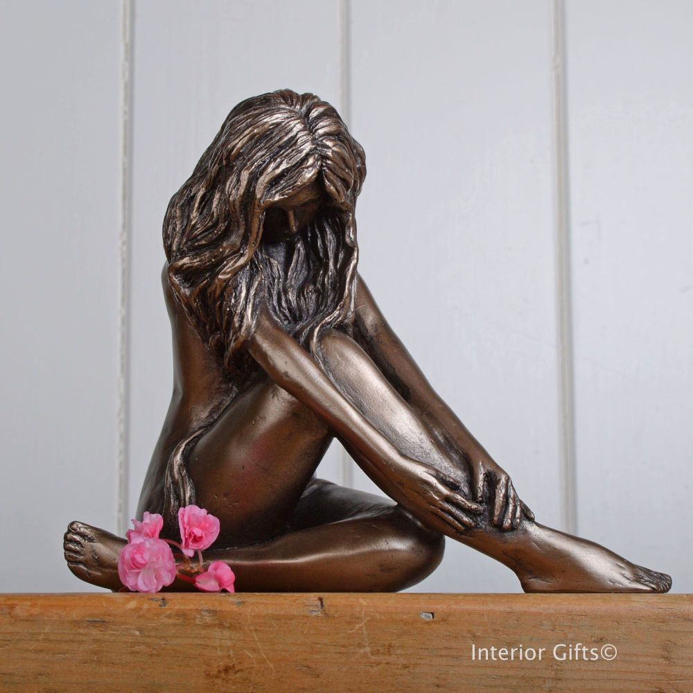 'Sara' Bronze Sitting Girl by Frith Sculpture 