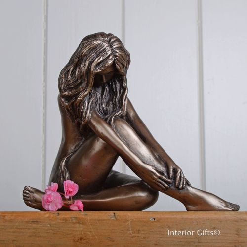 'Sara' Bronze Sitting Girl by Frith Sculpture