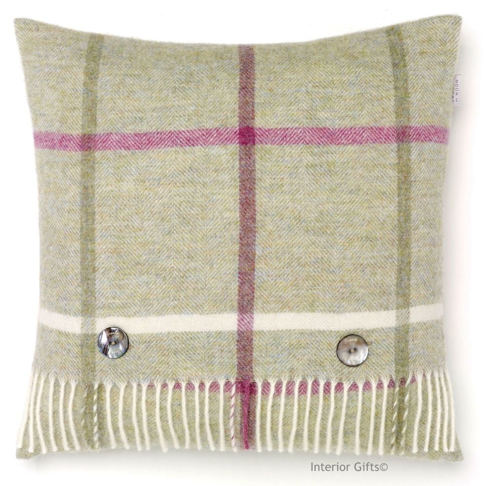BRONTE by Moon Windowpane Fern Green Check Shetland Wool Cushion