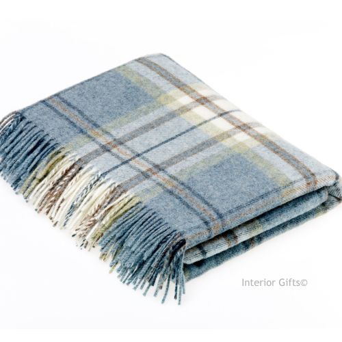 BRONTE by Moon Aysgarth Aqua Blue Throw Pure New Shetland Wool