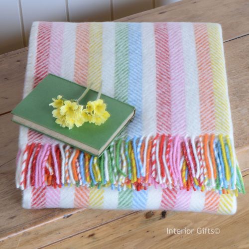 Tweedmill Rainbow Stripe Pure New Wool Throw