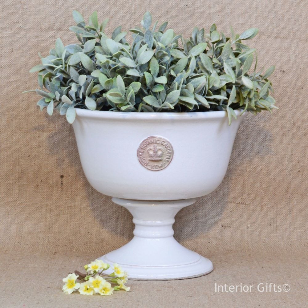 Kew Tall Footed Bowl in Old White - Royal Botanic Gardens Plant Pot 