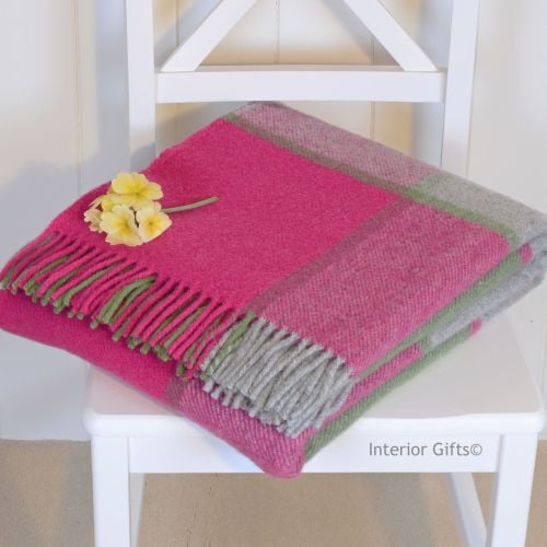 Tweedmill Multi Check Pink Pure New Wool Throw