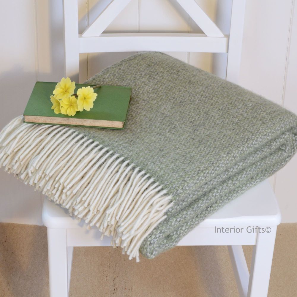 Tweedmill Subtle Green Ascot Fern Pure New Wool Throw